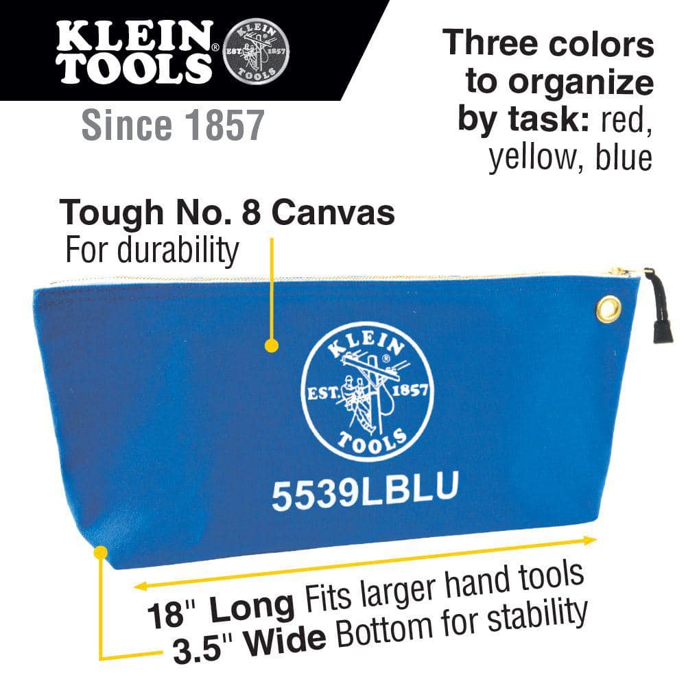 18 in. Canvas Tool Bag with Zipper in Assorted Colors (3-Pack) - Hercitys
