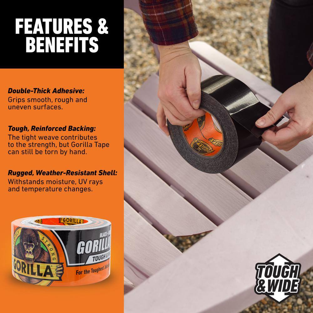 25 yds. Tough and Wide Black Duct Tape - Hercitys