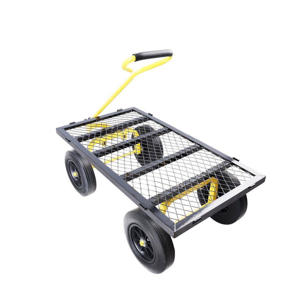 16.75 cu. ft. Metal Utility Garden Cart Trucks Solid Wheels Tools Cart Wagon Cart - Hercitys