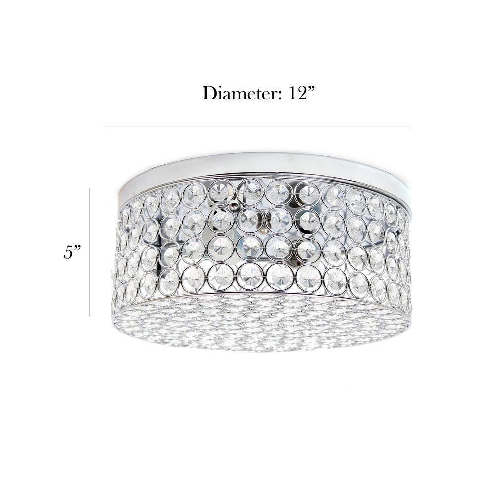 12 in. 2 Light Ellipse Chrome Round Flush Mount - Hercitys