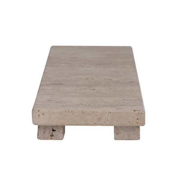 12 in. Scandinavian Beige Travertine Footed Serving Board - Hercitys