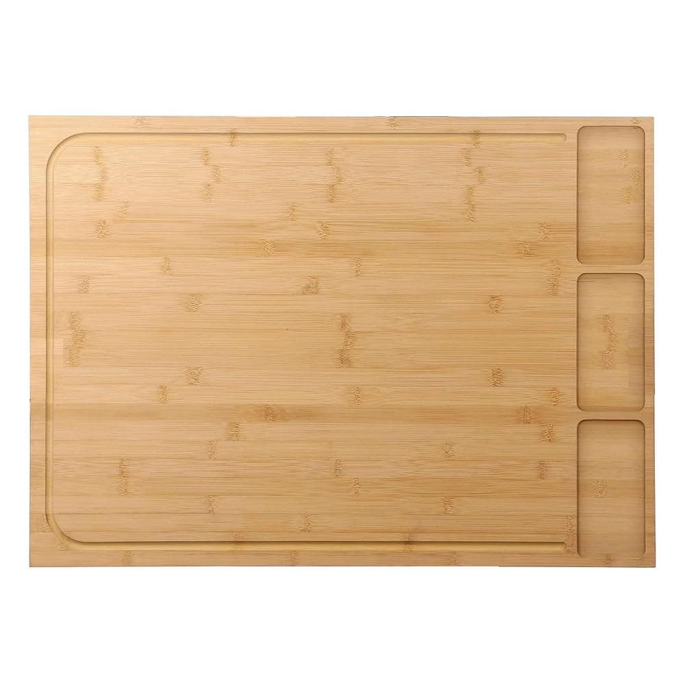 30 x 21 in. Rectangular Extra Large Bamboo Cutting Board Detachable Legs, Juice Groove Kitchen Counter Sink - Hercitys