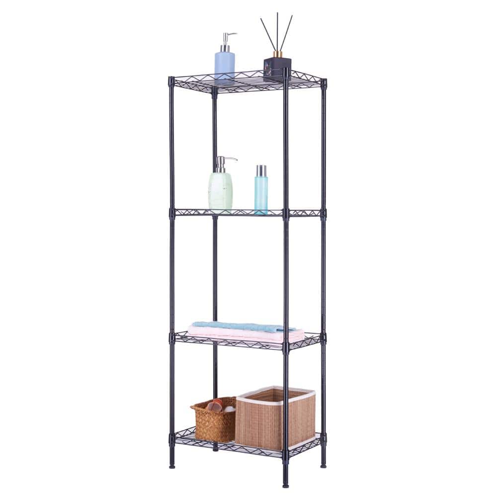 4 Tiers Metal Adjustable Garage Storage Shelving Unit in Black (17.72 in. W x 49.61 in. H x 11.81 in. D) - Hercitys