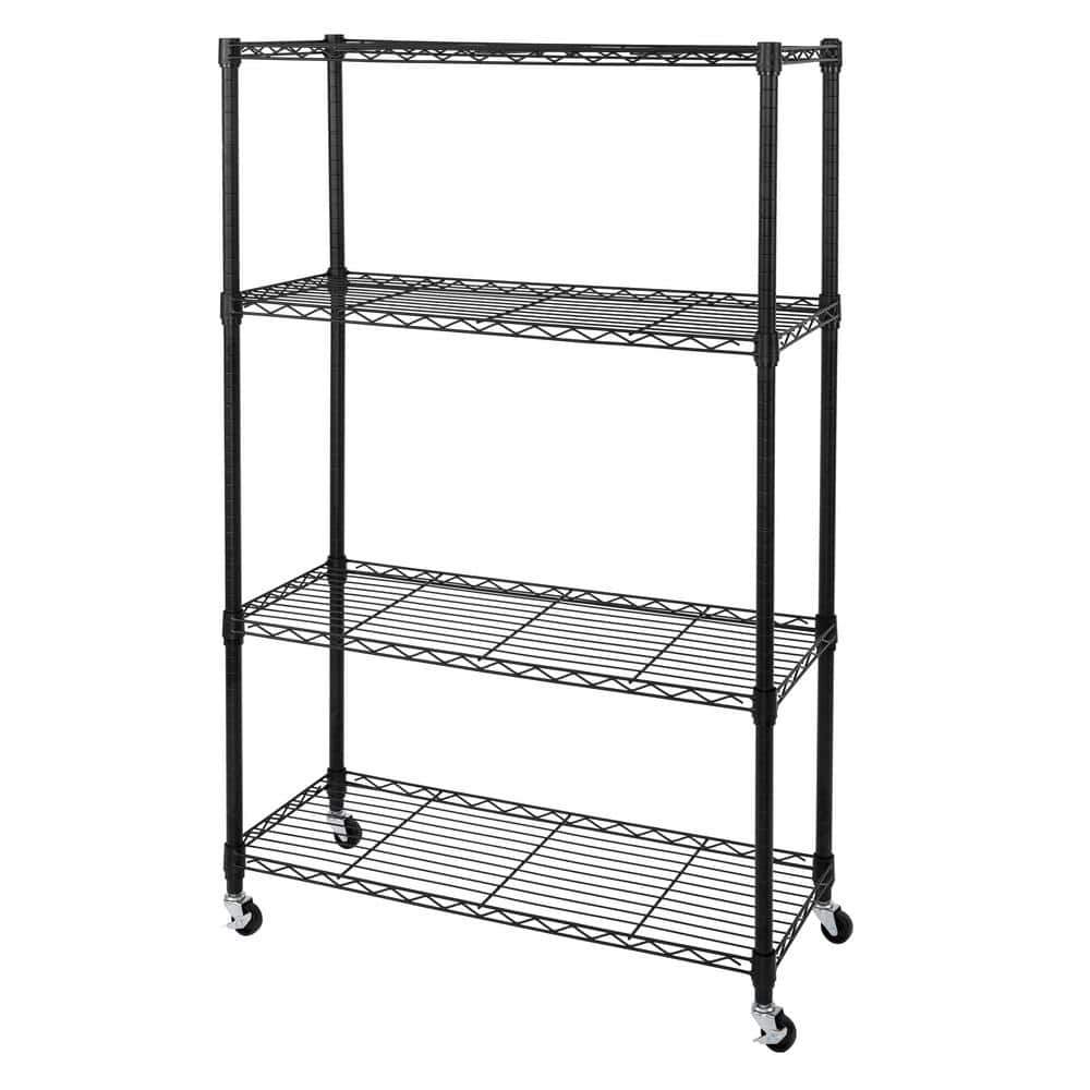 4-Tier Steel Wire Shelving System in Black (36 in. W x 14 in. D x 56.5 in. H) - Hercitys