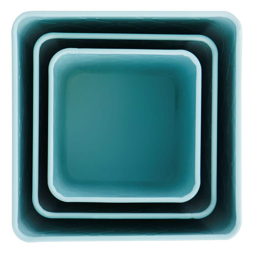 3-Piece Square Iron Canister Set in Turquoise - Hercitys