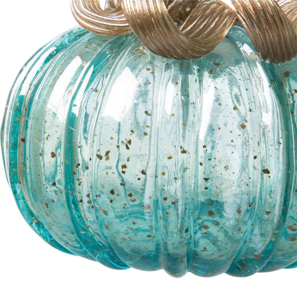 5.12 in. H Pumpkin Small Glass in Blue - Hercitys