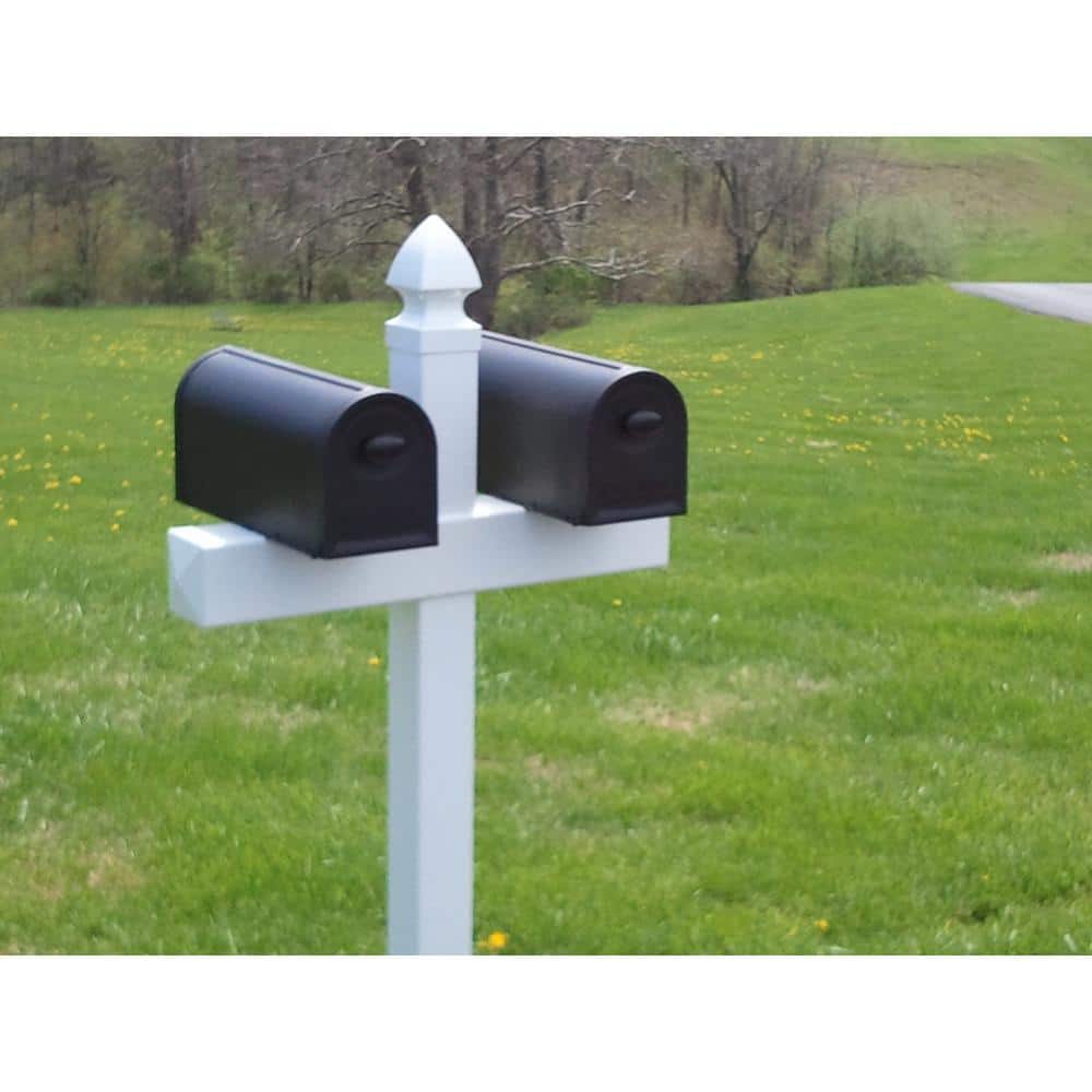 54 in. x 31 in. x 5 in. Vinyl Double Mailbox Post, White - Hercitys