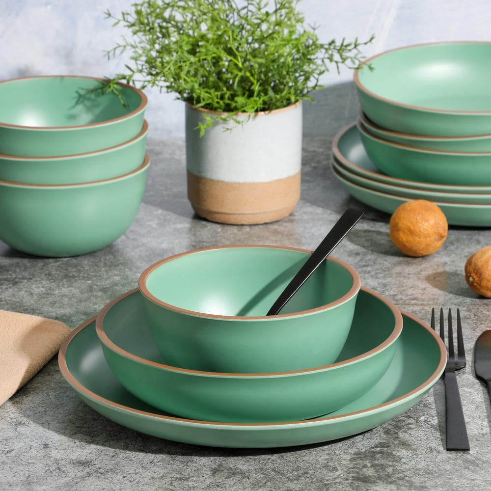 12-Piece Double Bowl Melamine Dinnerware Set - Hercitys