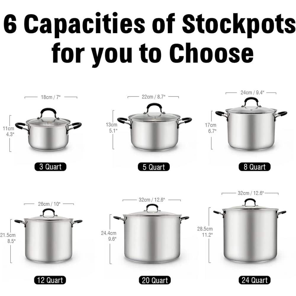24 qt. Professional Stainless Steel Stockpot with Lid - Hercitys