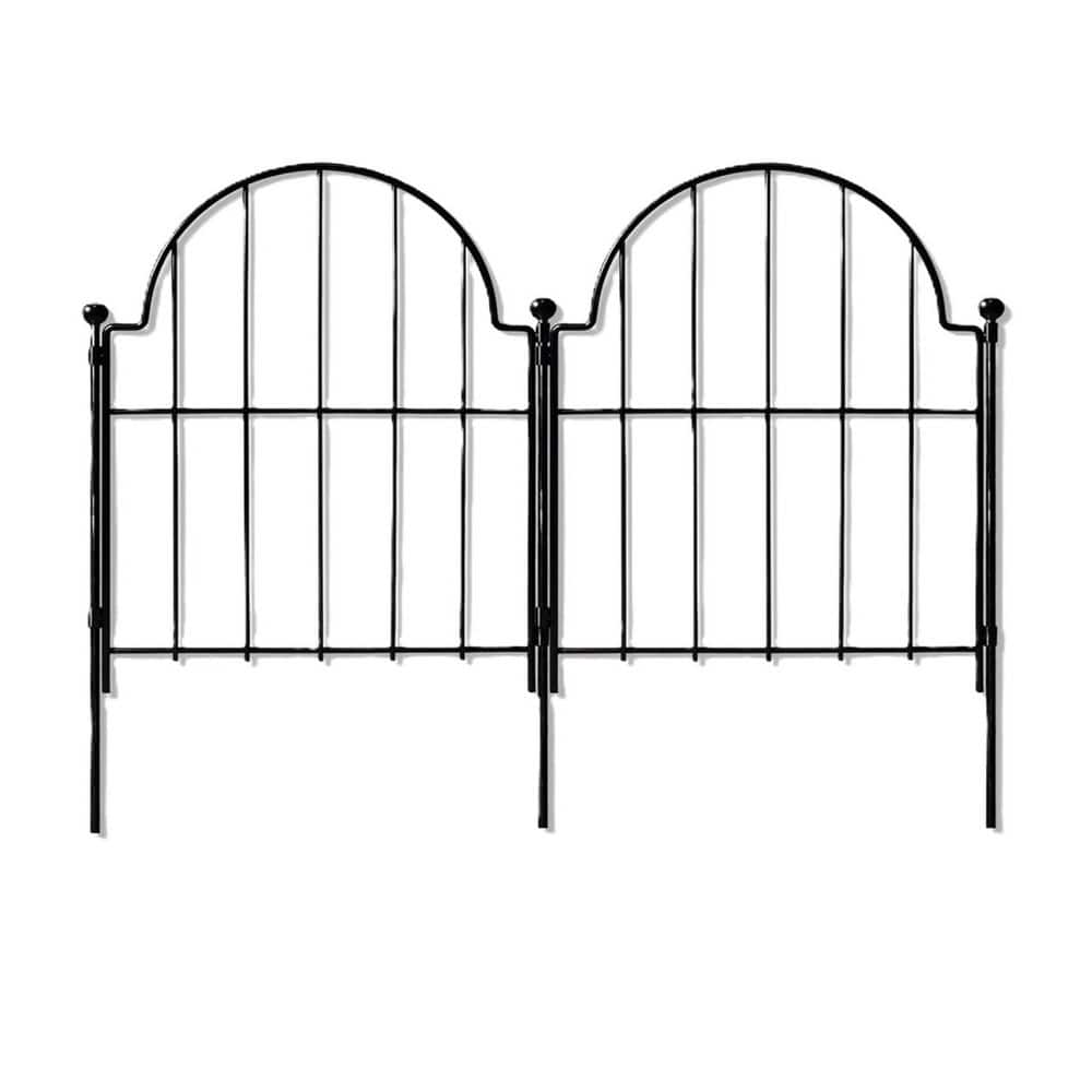 22 in. Arched Metal No-Dig Garden Fence Border, Animal Barrier for Yard and Patio, Includes 10 Panels & 11 Metal Stakes - Hercitys