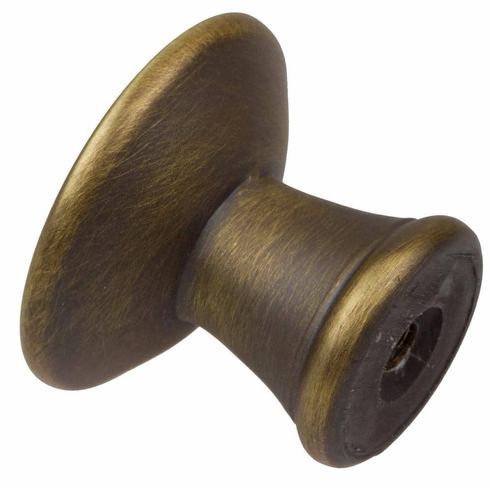1 in. Dia Antique Brass Round Deco Cabinet Knobs (10-Pack) - Hercitys