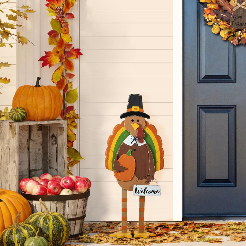 30.25 in. H Thanksgiving Wooden Turkey Porch Decor - Hercitys