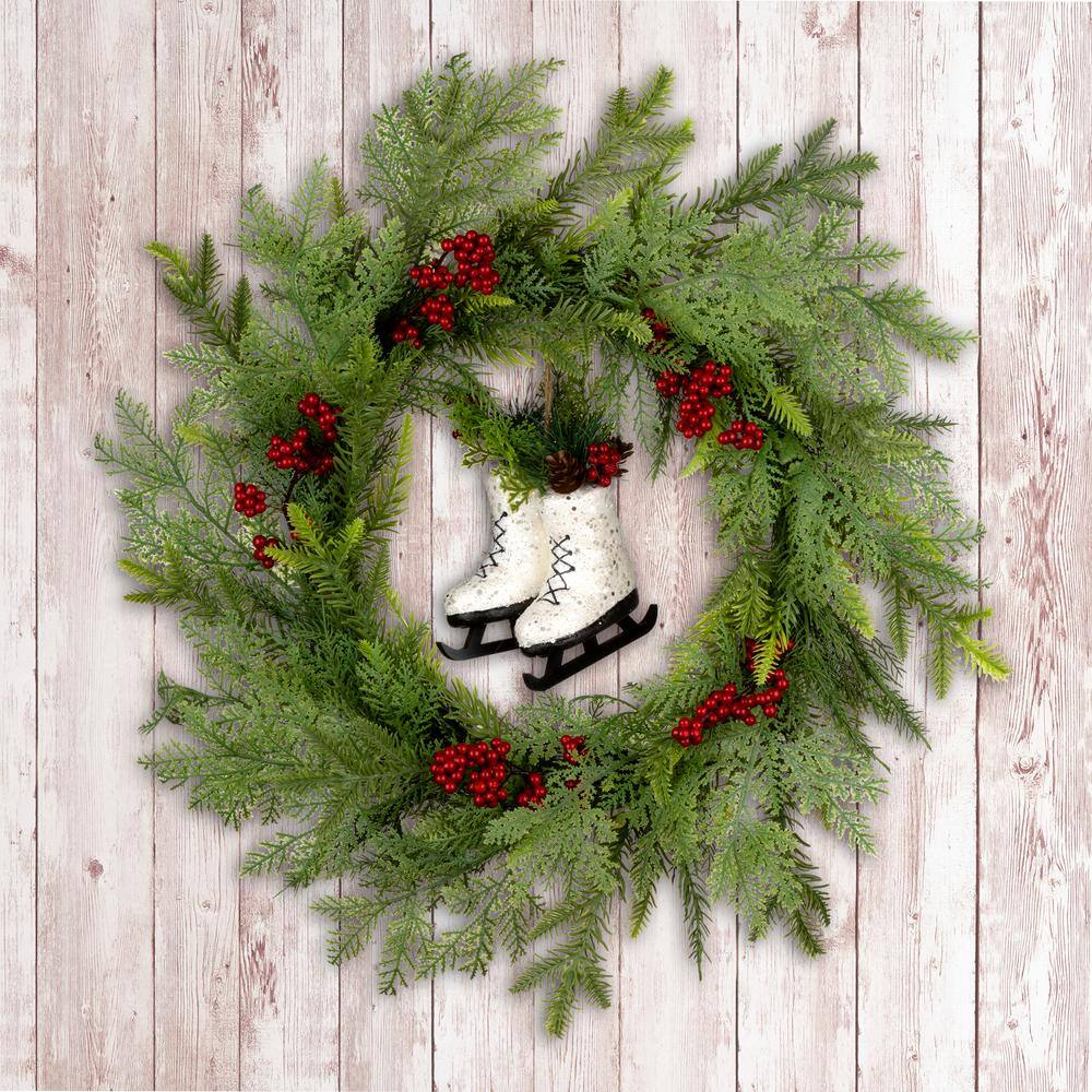22 in. Winter Skates Artificial Christmas Wreath - Hercitys