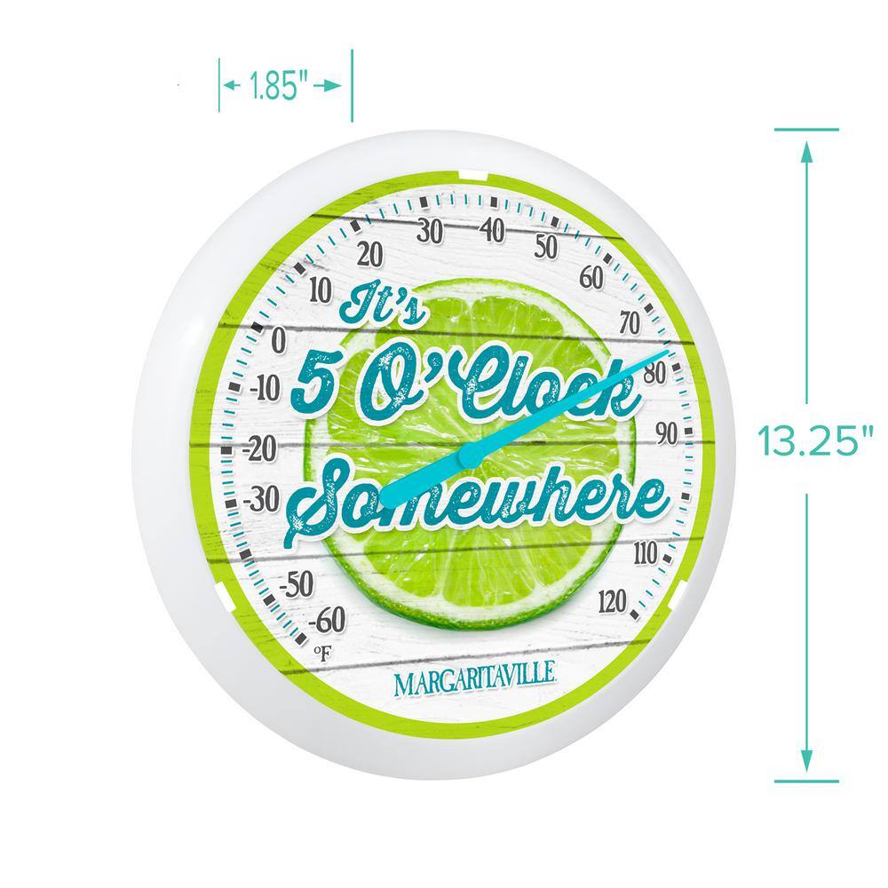 13.25-inch “It’s 5 O’Clock Somewhere” Margaritaville Analog Dial Thermometer - Hercitys