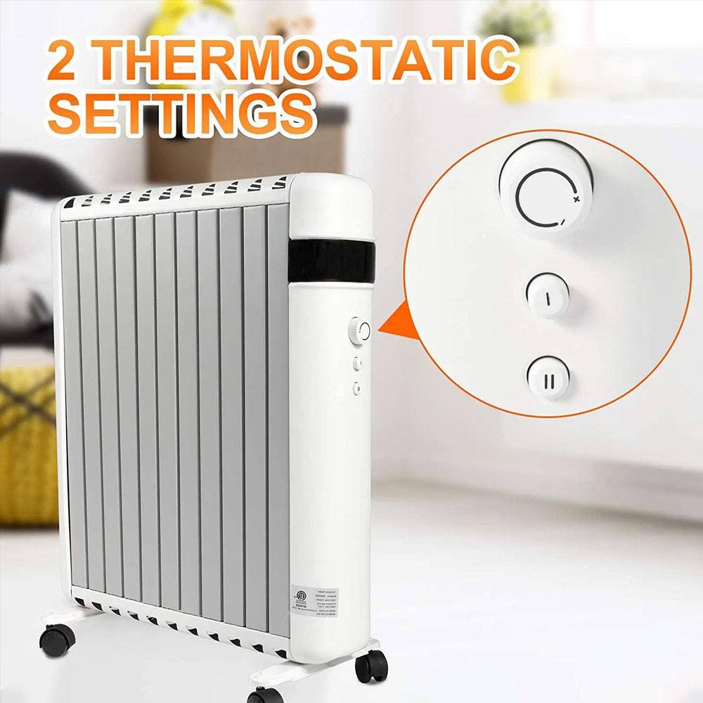 18 in. H 1500-Watt Smart Electric Convection Ceramic Space Heater with 2 Heat Modes Movable Wheels Overheat Protection - Hercitys