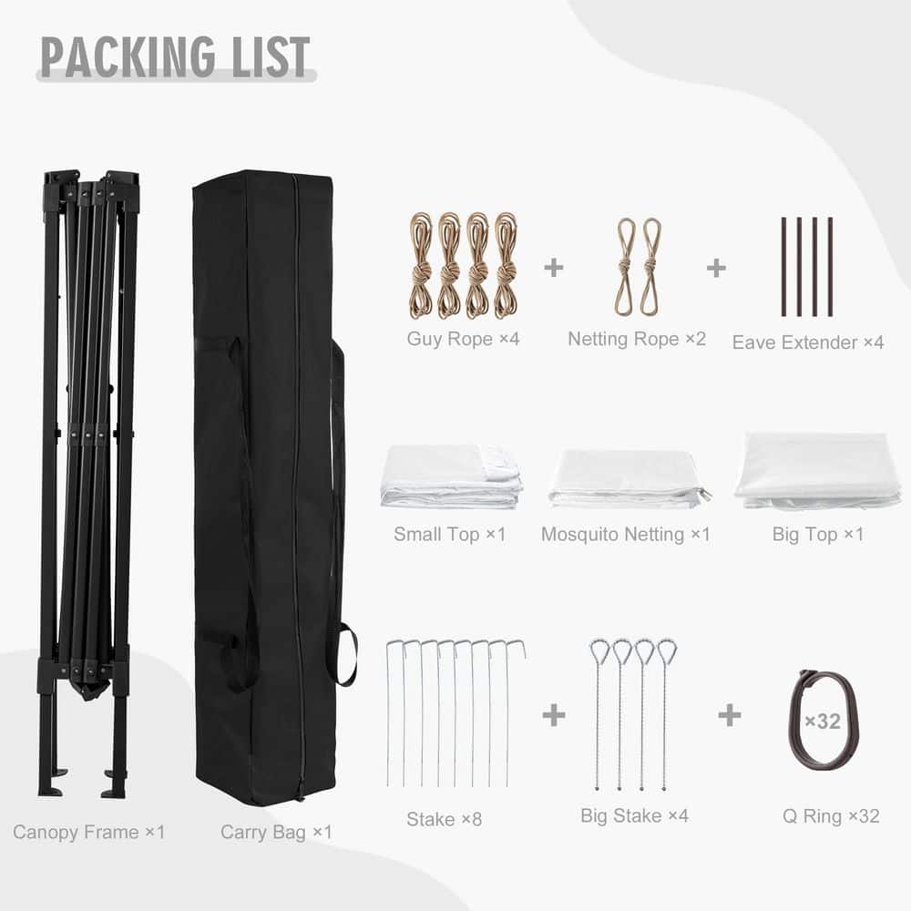 11 ft. x 11 ft. Pop-Up Steel Gazebo with Vented Double Roof, Mosquito Netting, and Carry Bag - Hercitys