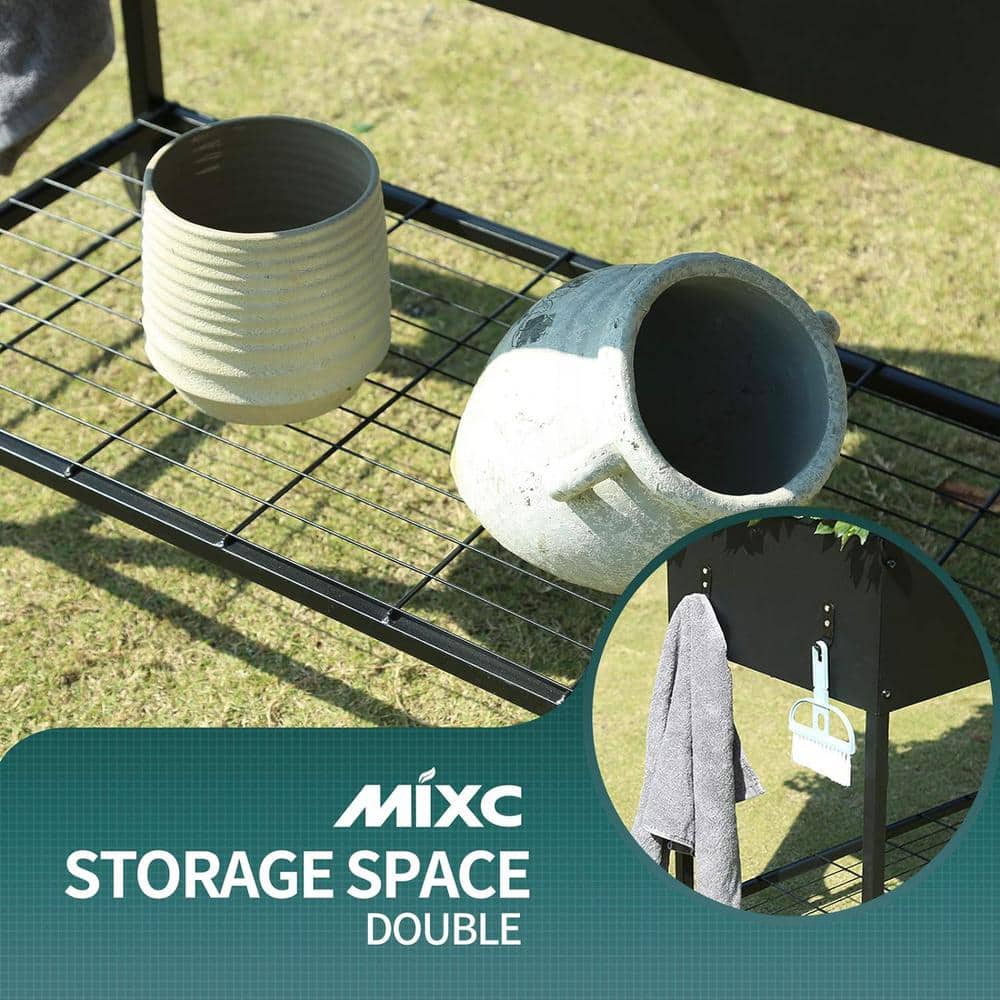 51 in. x 26.5 in. x 31 in. Movable Metal Raised Garden Bed with Legs Black - Hercitys