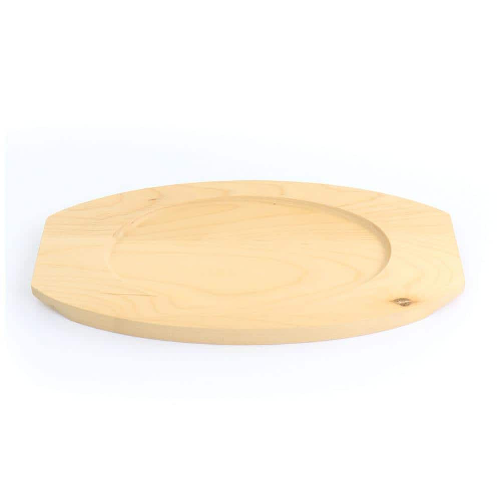 32 Ounce Oval Cast Iron Au Gratin Birch Wood Trivet Set - Hercitys