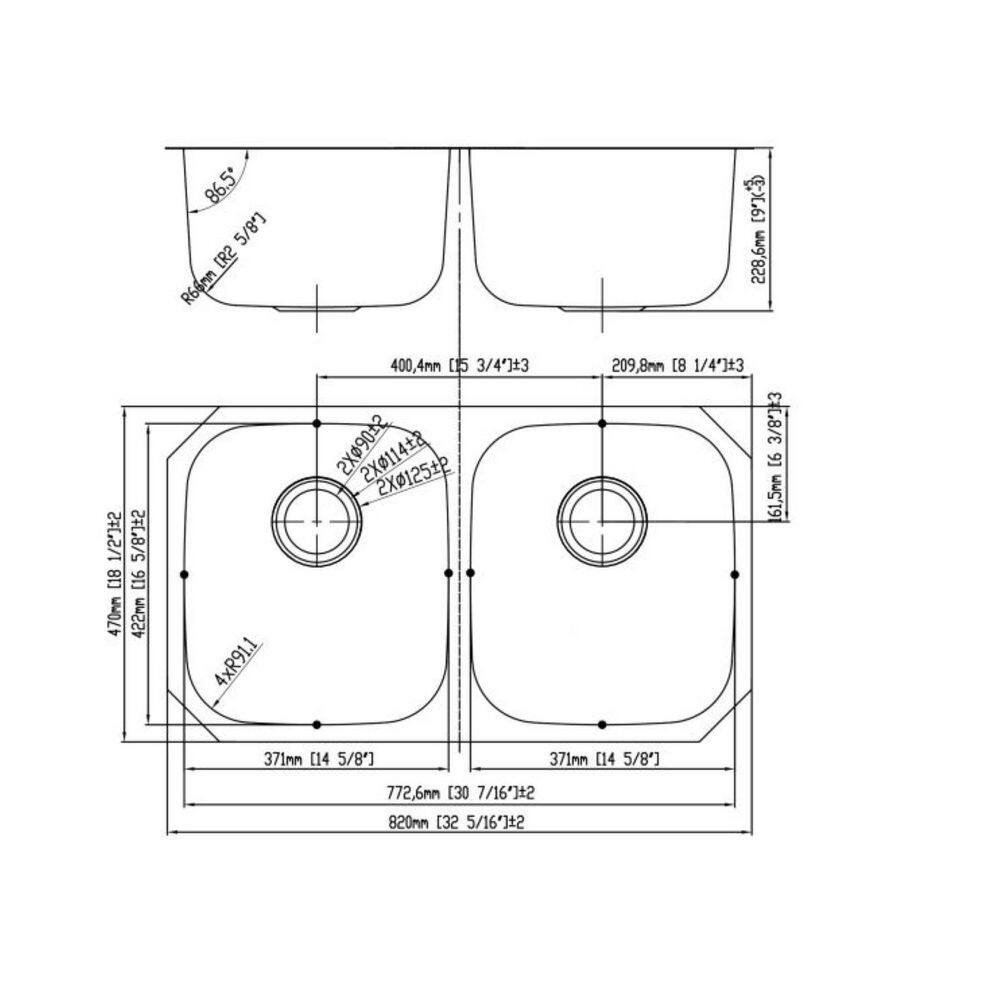 32 in. 50/50 Double Bowl 18-Gauge Stainless Steel Undermount Kitchen Sink - Hercitys