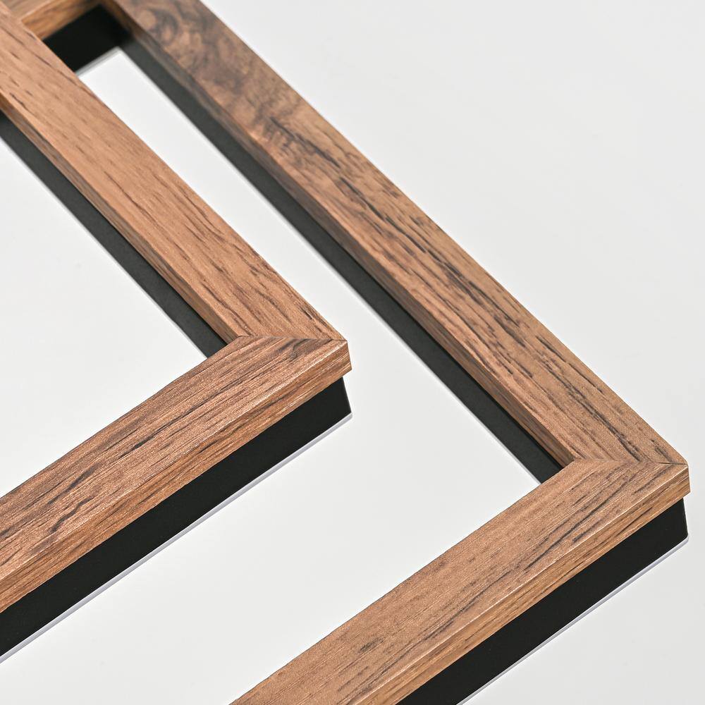 13.39 in. 2-Light Wooden Integrated LED Flush Mount Ceiling Light - Hercitys