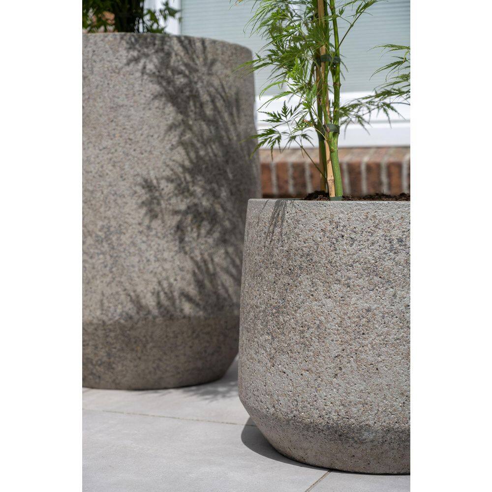16 in W Harith M Fiberstone Modern Rustic Planter Indoor/Outdoor, Diorite Grey - Hercitys
