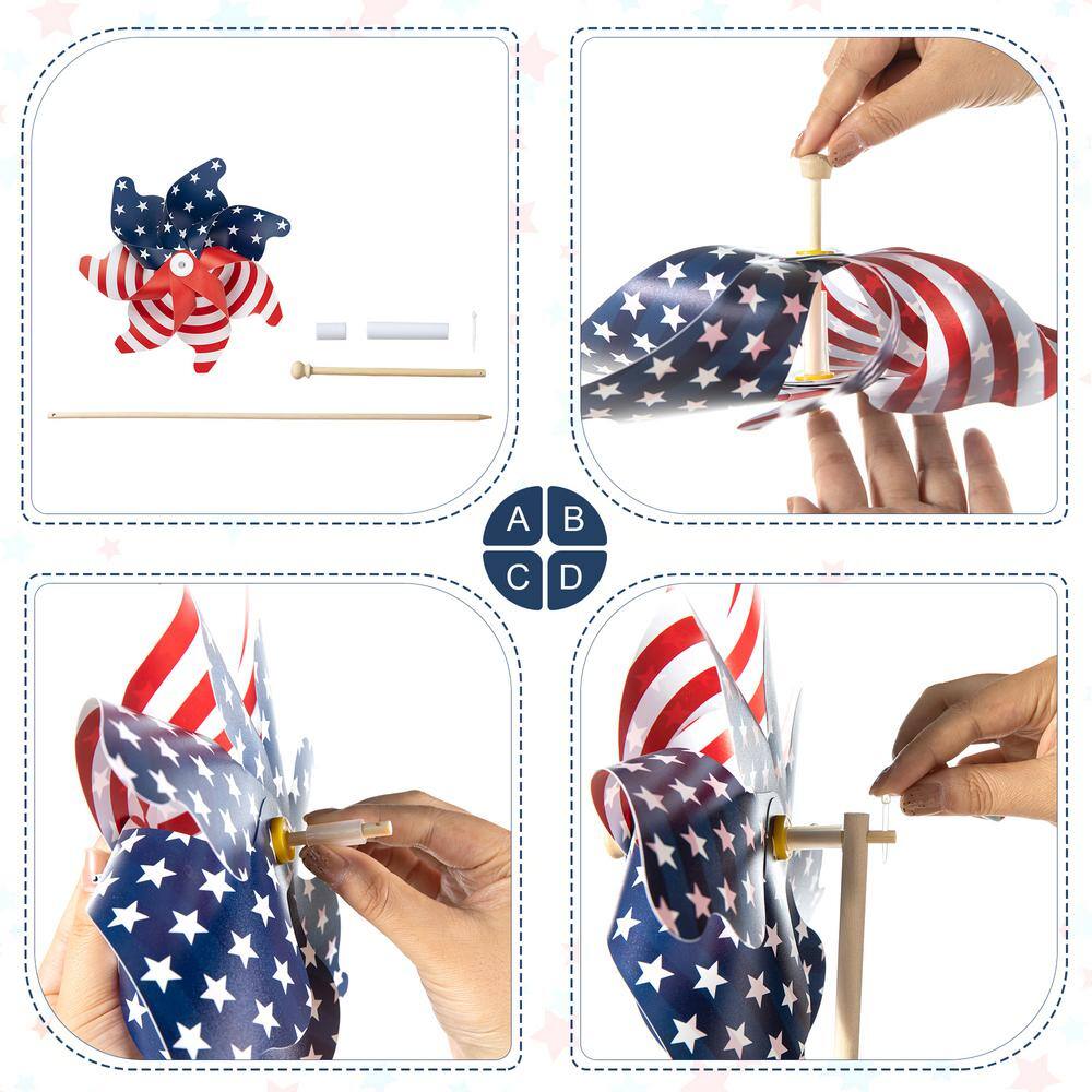 32 in. H Set of 3 Plastic Stars&Stripes Patriotic/Americana Windmills(KD) - Hercitys