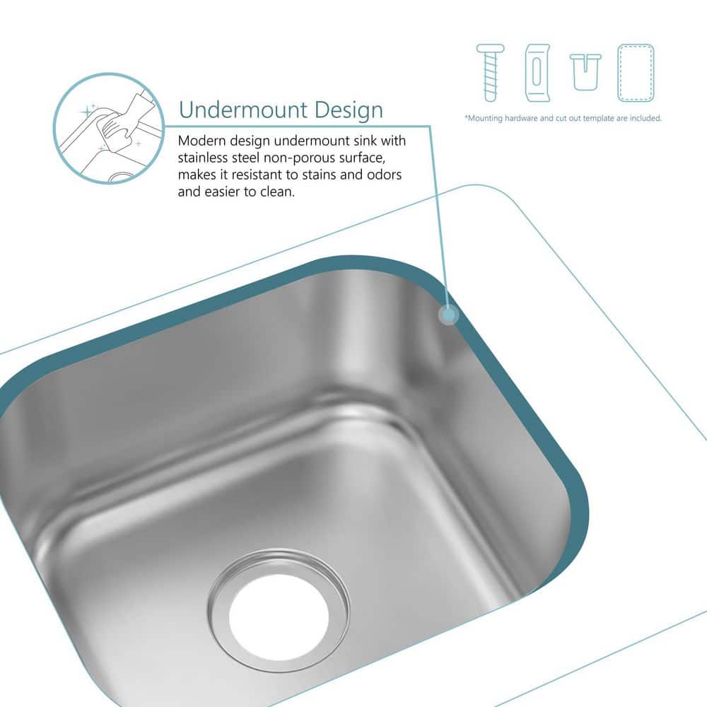 18-Gauge Stainless Steel 18 in. Undermount Single Bowl Bar Sink - Hercitys