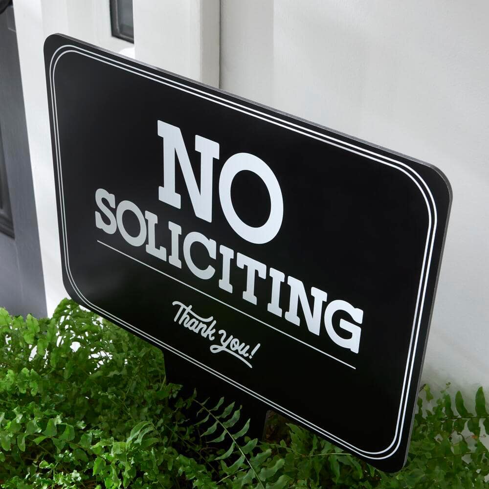 10 in. x 14 in. Aluminum No Soliciting Sign with Sticker - Hercitys