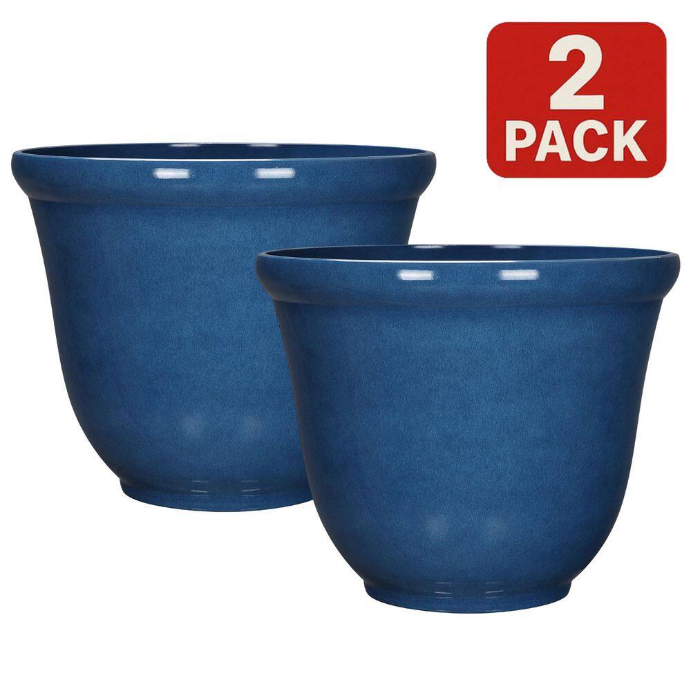 22 in. Dia Blue Resin Round Felicia Planter (2-Pack) - Hercitys