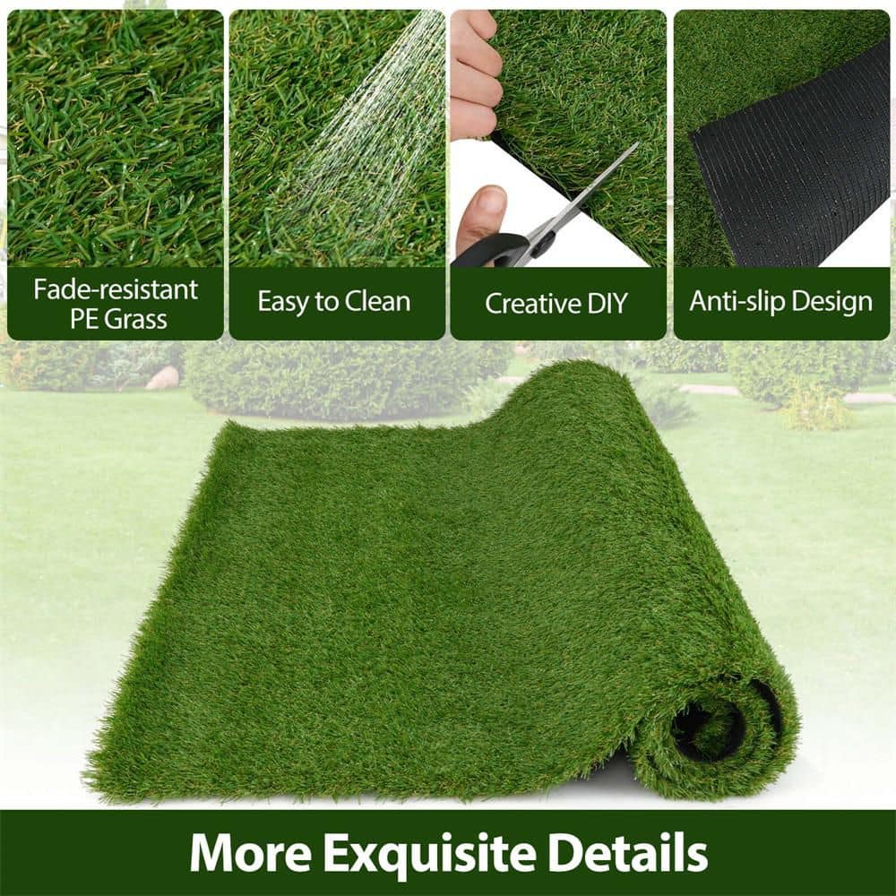 5 ft. x 8 ft. Green Artificial Grass Turf with Drainage Holes Nonslip Bottom 60 OZ Heavy - Hercitys