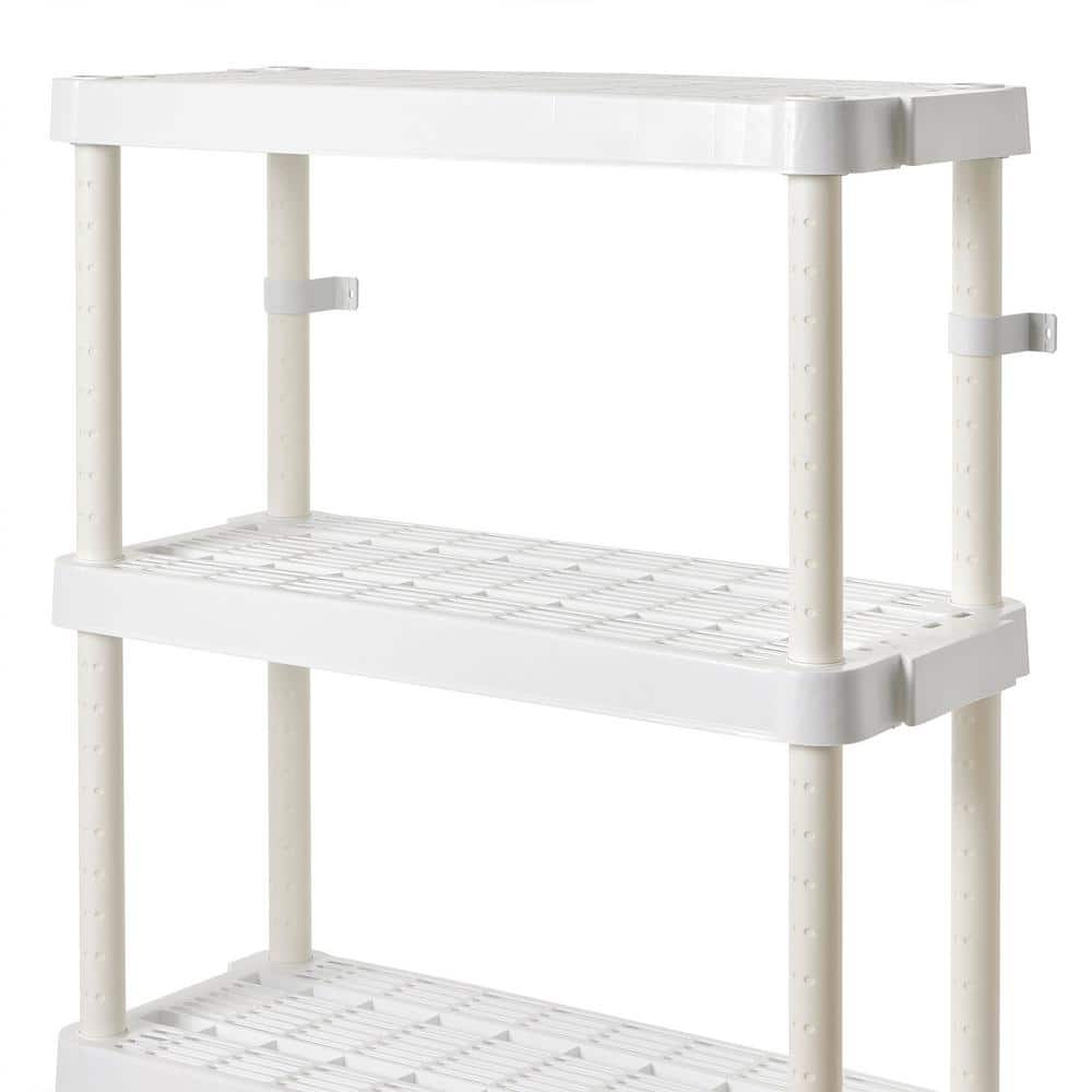 4 Shelf Adjustable Ventilated Medium Duty Shelving Unit, White, 14 x 32 x 54.5 inches - Hercitys