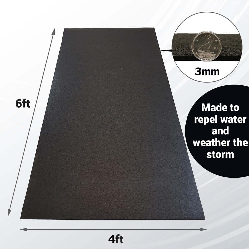 4 ft. x 6 ft. x 0.118 in. Black Rubber Fitness Utility Mat (24 sq. ft.) - Hercitys