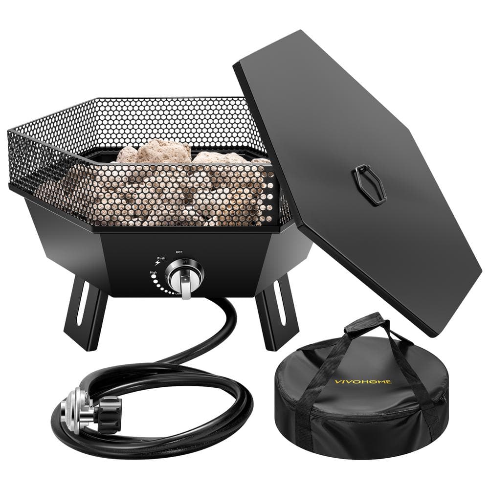 19.7 in. 58,000 BTU Propane Gas Outdoor Fire Pit with Cover - Hercitys