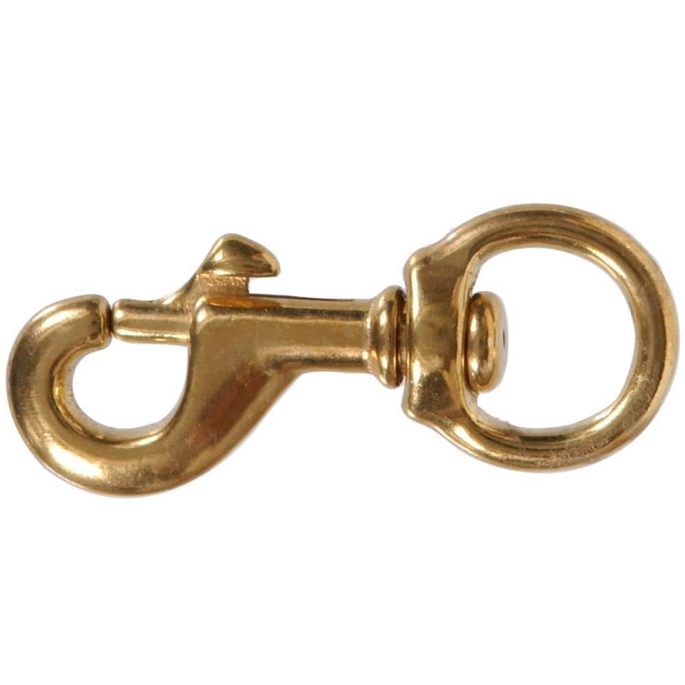 1/2 x 3 in. Bolt Snap with Round Swivel Eye in Solid Brass (10-Pack) - Hercitys