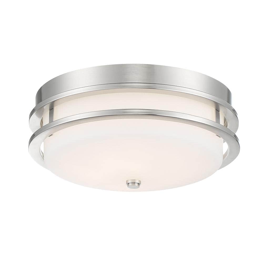 13.75 in. 1-Light Brushed Nickel LED Flush Mount - Hercitys