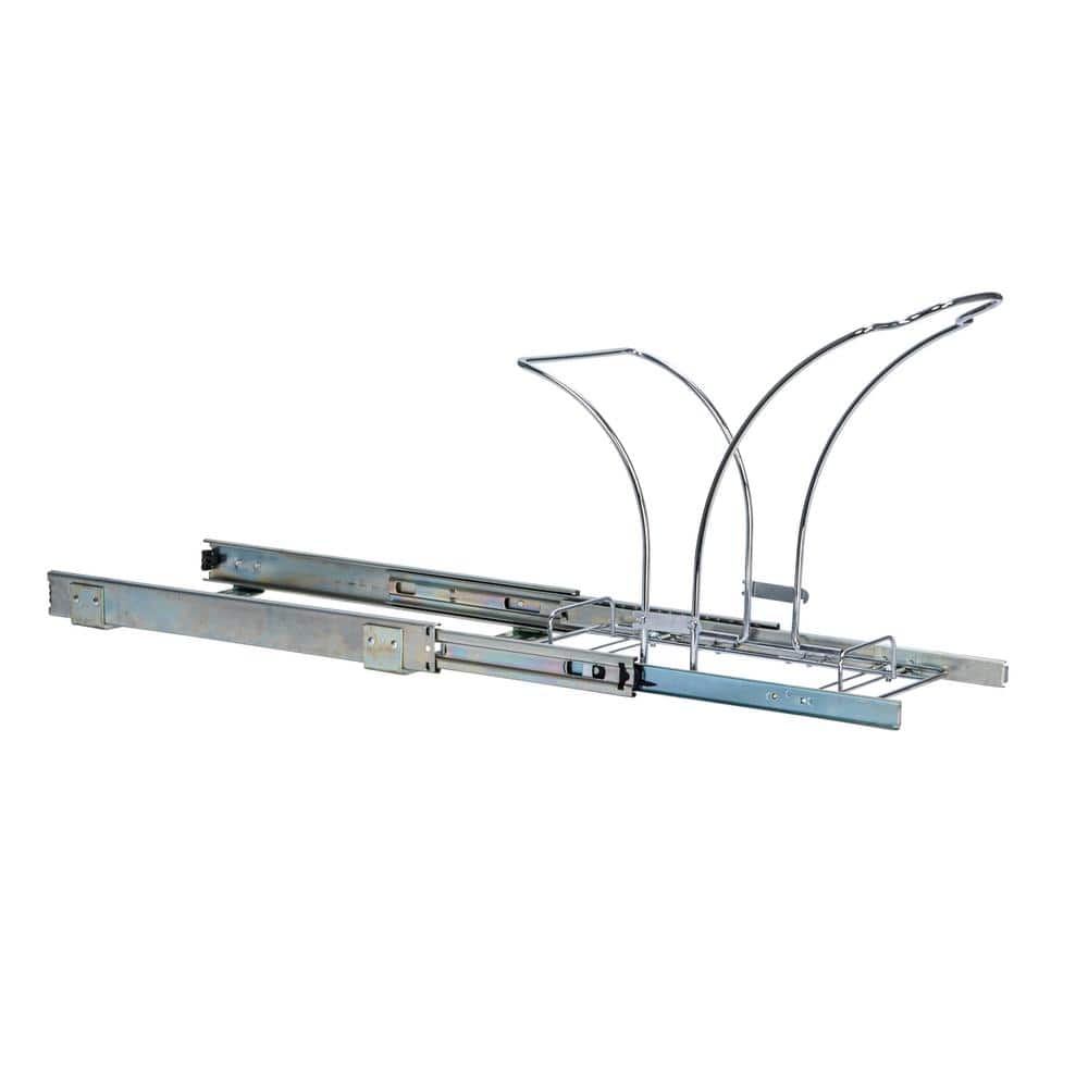 15 in. Single Sliding Trash Can in Chrome with 5 Gal. White Bin - Hercitys