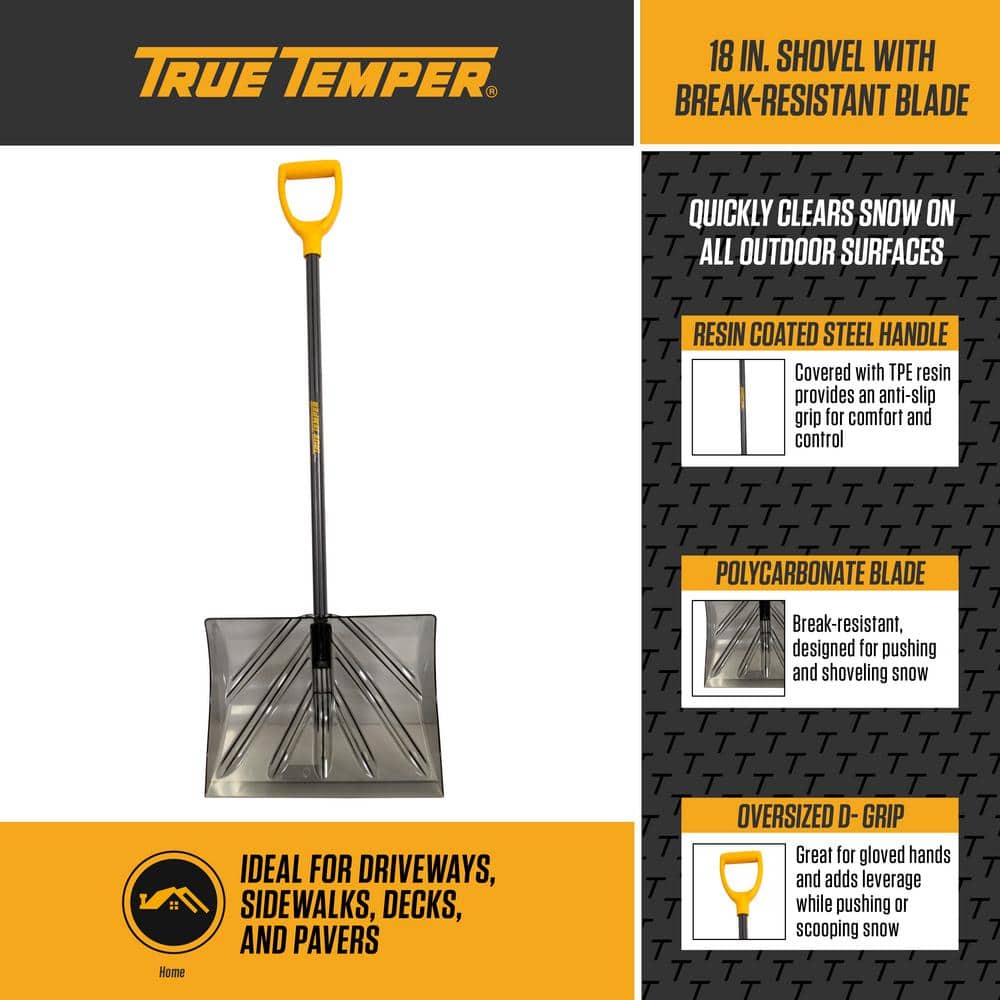 35.5 in. Steel Handle Plastic Snow Shovel - Hercitys