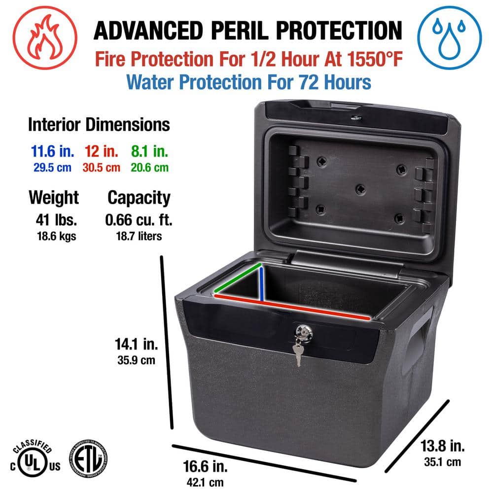 0.66 cu. ft. Fireproof & Waterproof Safe File Box - Hercitys