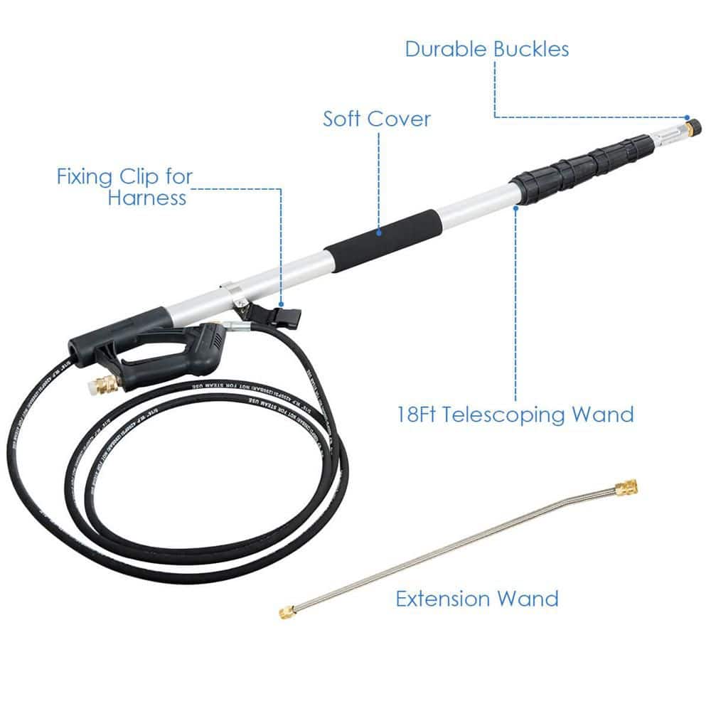 18 ft. Telescoping Pressure Washer Extension Wand Kit with 5 Spray Nozzles - Hercitys