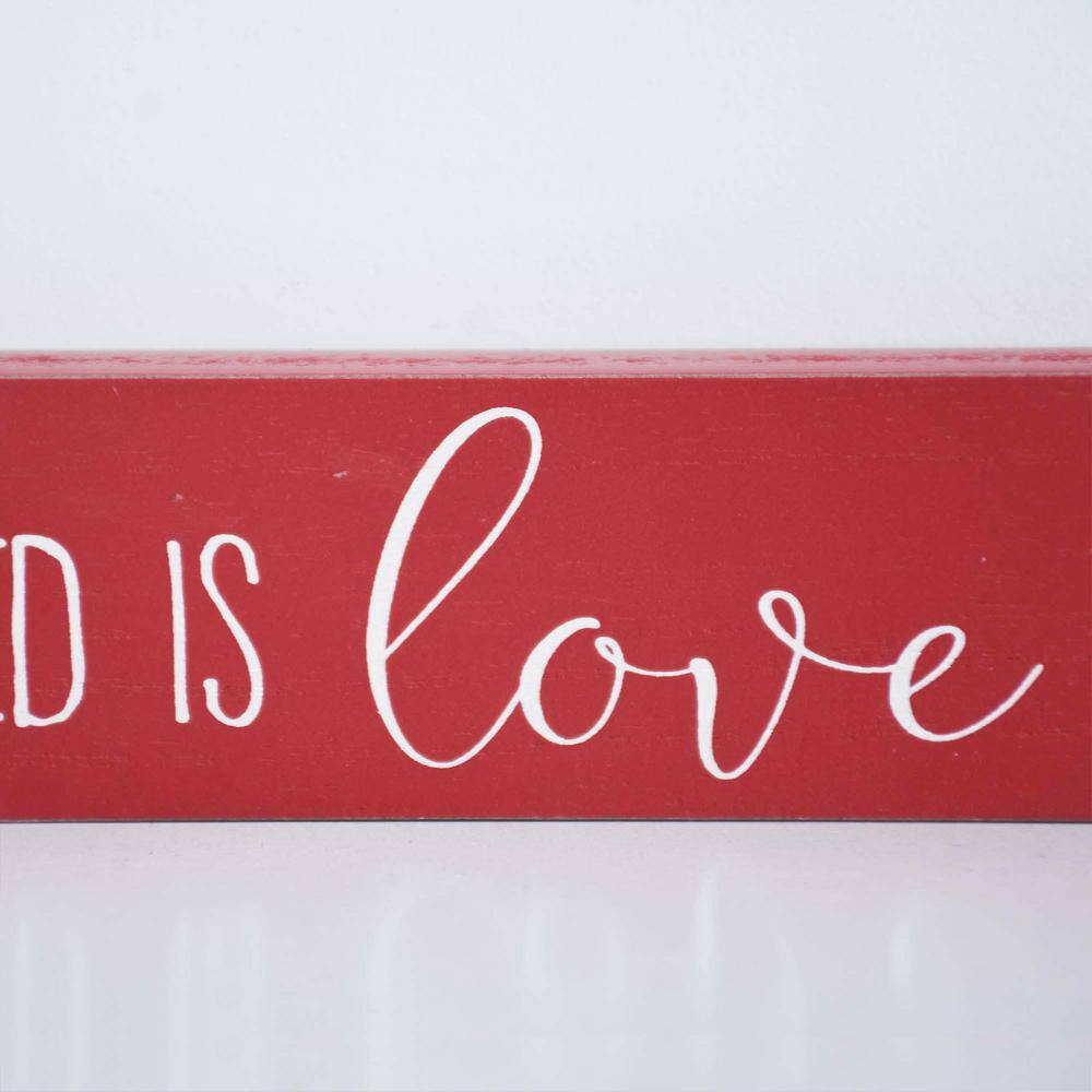 1.75 in. Red Wood All You Need Is Love and Hot Cocoa Christmas Tabletop Sign - Hercitys