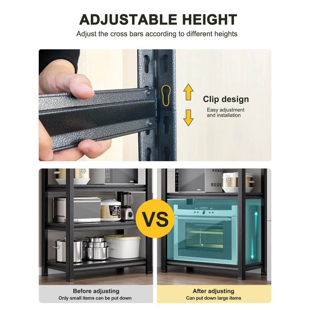 5-Tier Black Adjustable Heavy Duty Metal Garage Shelving Unit Utility Rack (31.5 in. W x 63 in. H x 15.75 in. D) - Hercitys