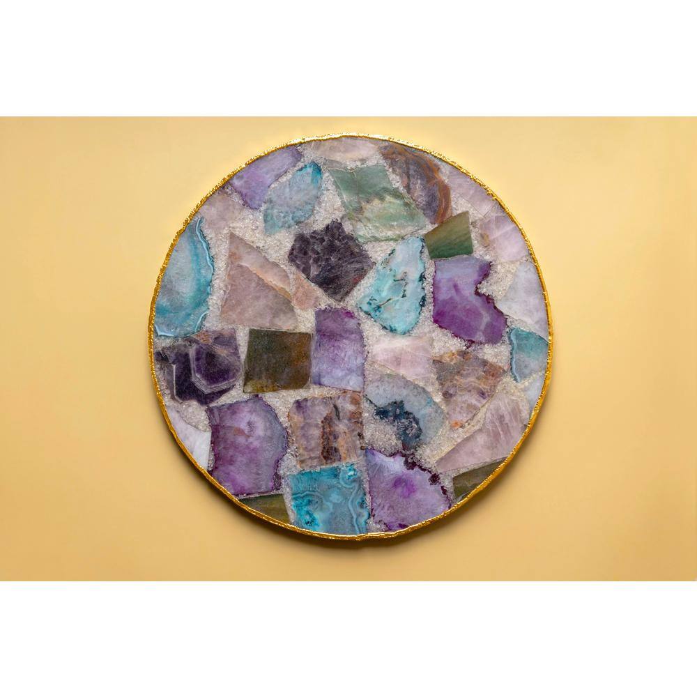 12 in.Radiance Agate Cheese.Serving Board with Gold Edges - Hercitys