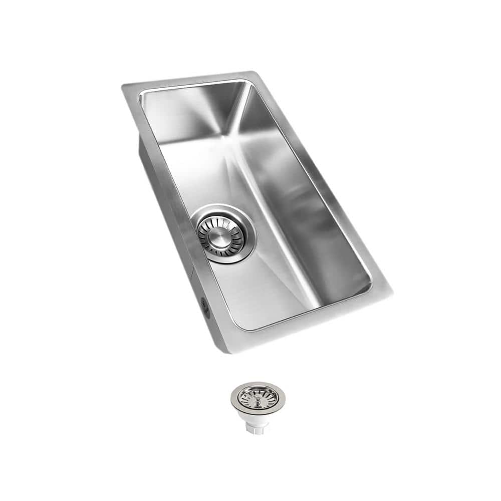 18-Gauge Stainless Steel 9 in. Undermount Bar Sink with Basket Drainer - Hercitys
