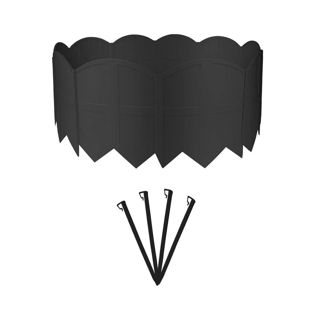 11 in. x 8 in. x 2 in. Black Rubber No-Dig Garden Edging Border Interlocking Landscape Edging with Stakes (20-Piece Set) - Hercitys