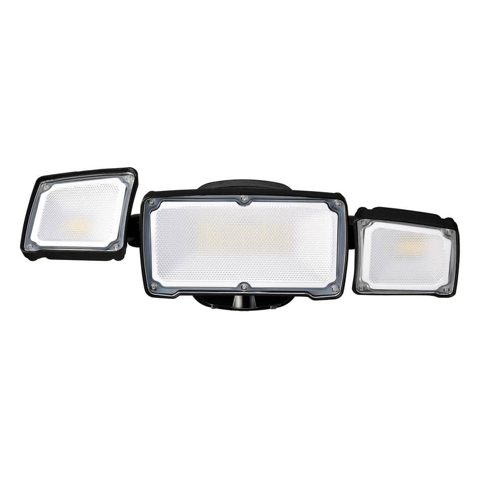 40-Watt 3800 Lumens Black Dusk to Dawn Control 3 Head Outdoor LED Security Flood Light (1-Pack) - Hercitys
