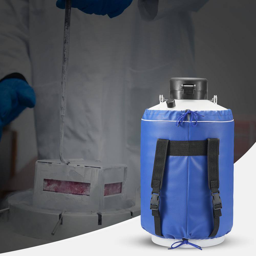 10 L Liquid Nitrogen Tank, Aluminum Alloy Dewar with 6-Canisters, Carry Bag and Straps, Cryogenic LN2 Tank - Hercitys