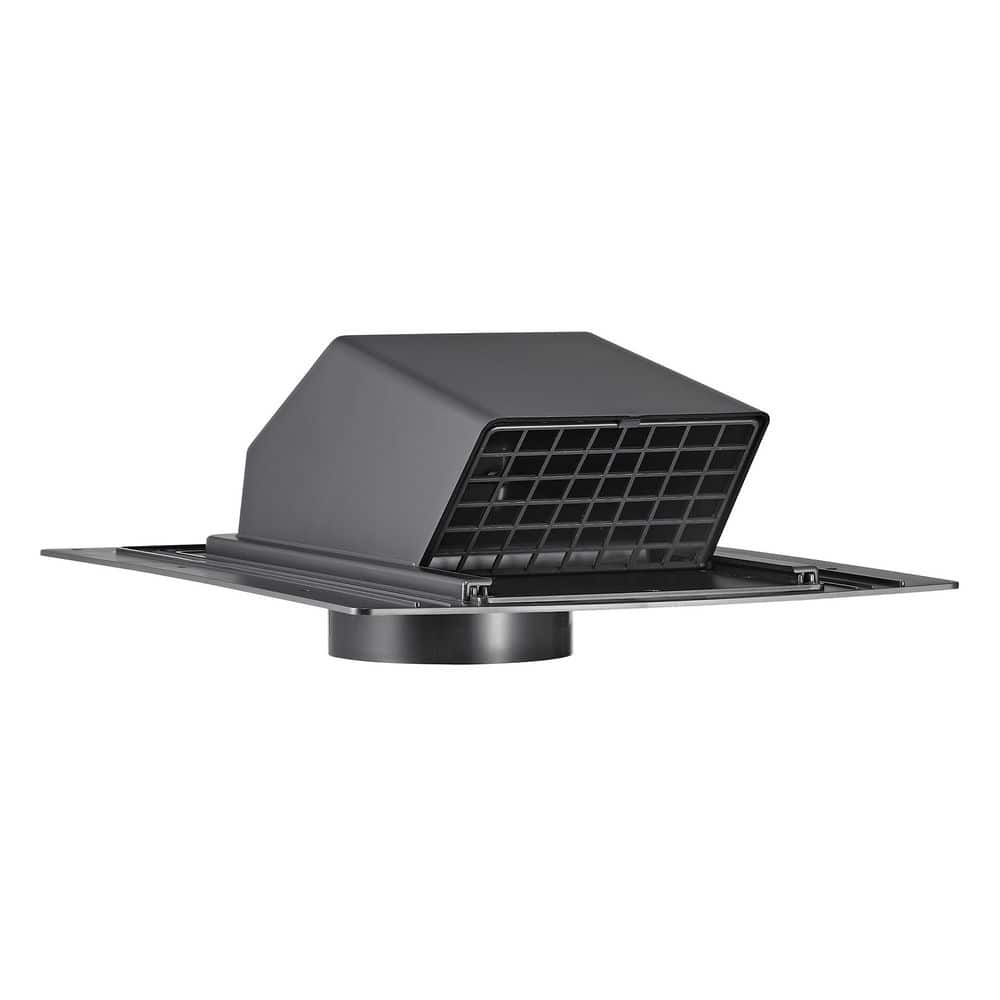 4 in. ABS Plastic Roof Exhaust Vent with Damper and Removable Screen, Black - Hercitys
