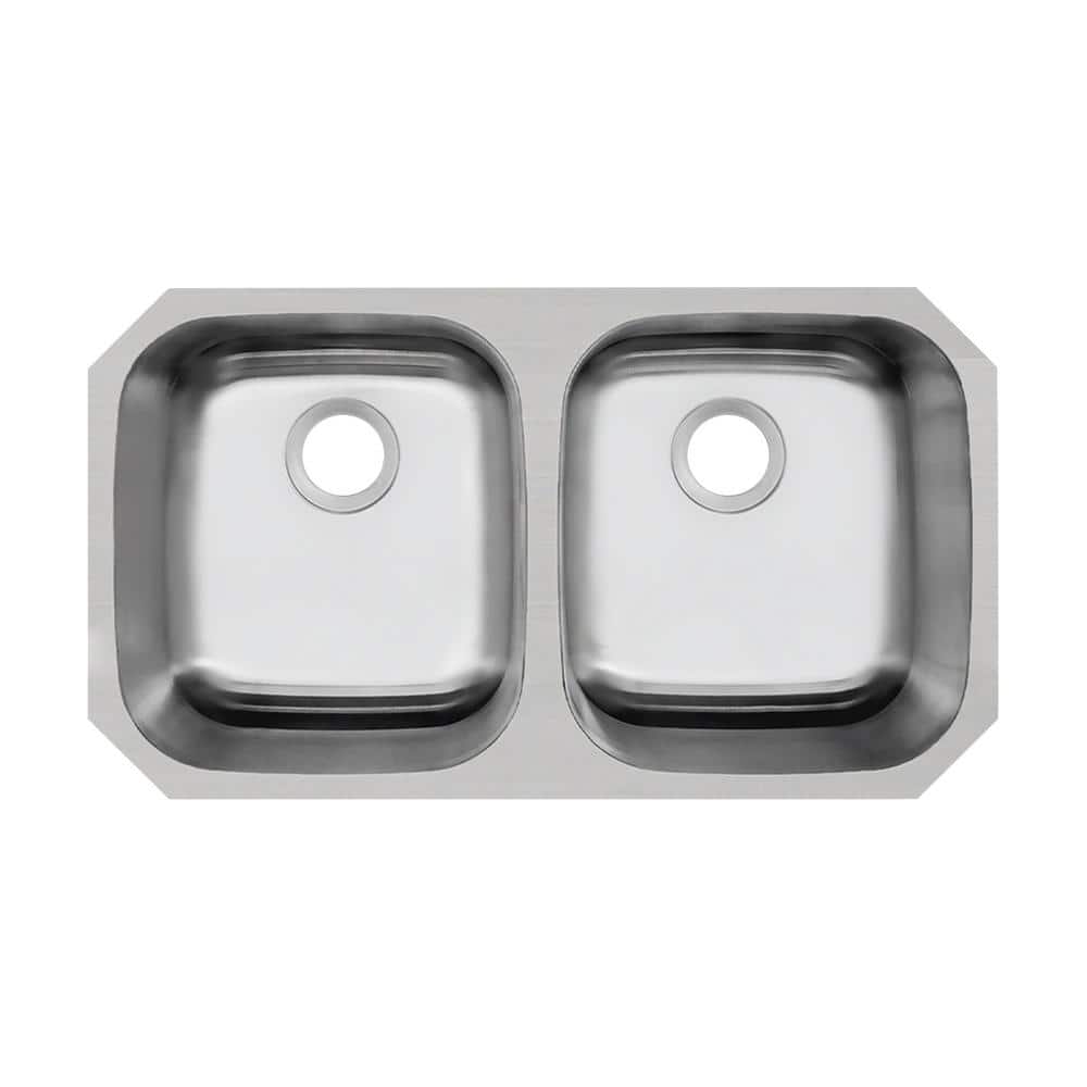 32 in. Undermount 50/50 Double Bowl 16-Gauge Stainless Steel Kitchen Sink - Hercitys