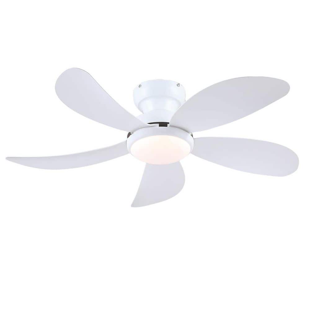 42 in. Indoor/Outdoor Modern White Ceiling Fan with Dimmable 3 Color LED Light and Remote/APP Control - Hercitys