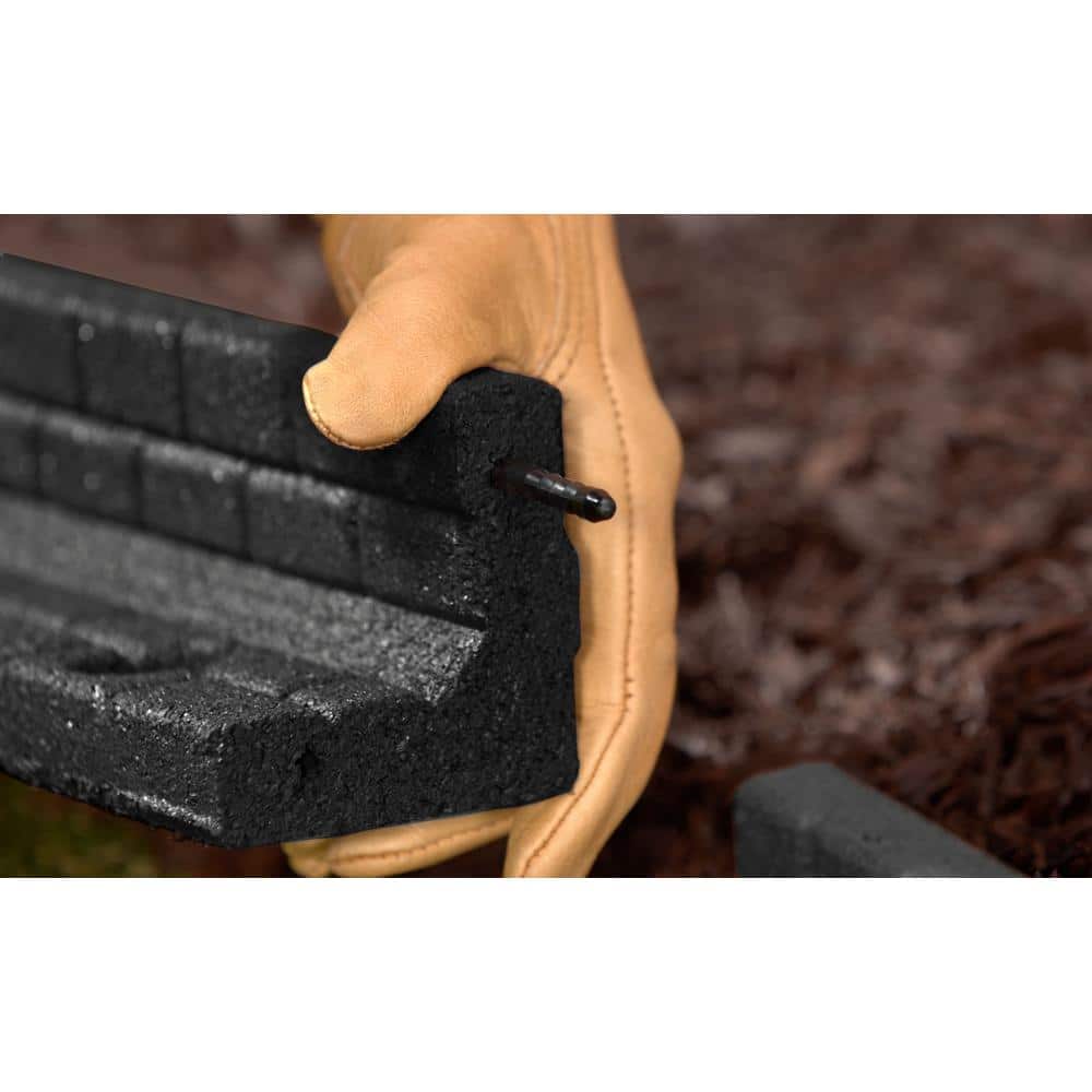 48 in. x 3 in. x 3 in. Black Brickface Rubber Landscape Edging - Hercitys